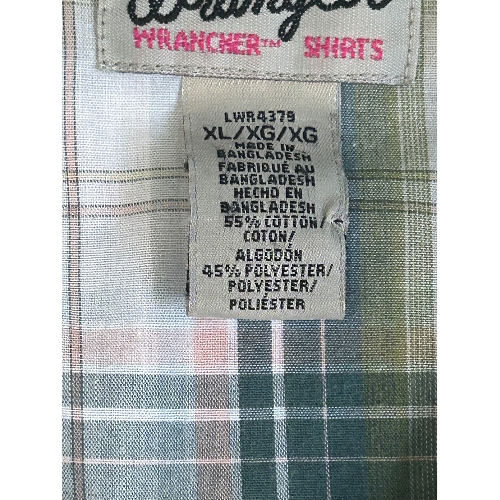 Wrangler Wrancher Womens XL Sleeveless Western Shirt Plaid Pearl Snap Green Pink - Picture 4 of 5